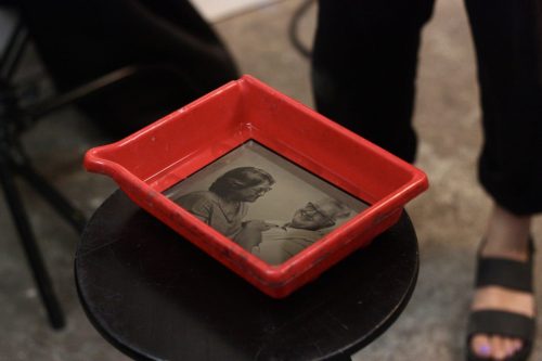 Tintype photo as it develops